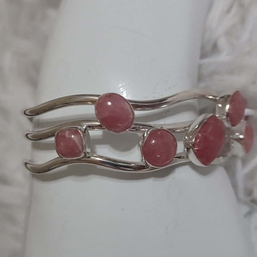 Jay King Mine Finds Sterling Silver Rhodochrosite Bangle Bracelet NIB *RARE* - Picture 6 of 9